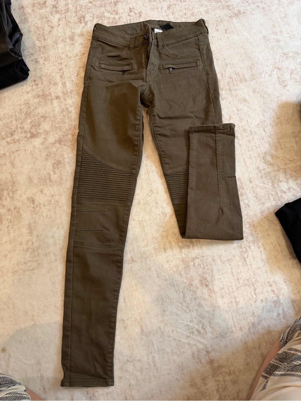 Divided Olive Green Skinny Moto Pants